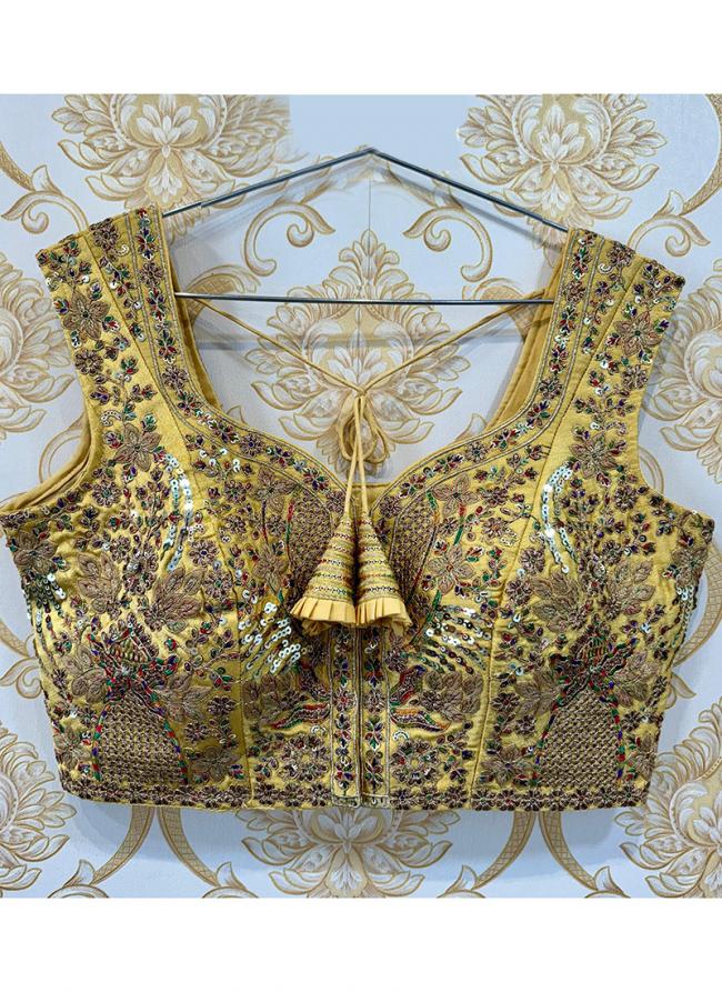 Silk Gold Bridal Wear Sequins Work Readymade Blouse